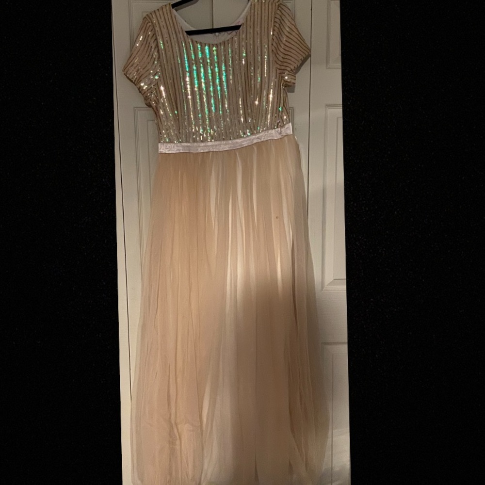 Sparkly and flowy dress.